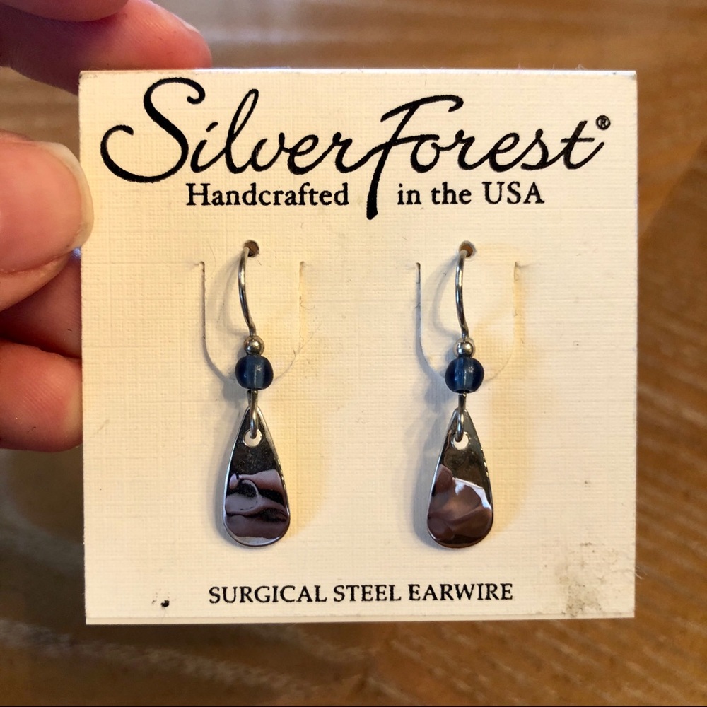 Silver Forest Silver and Blue Dropdown Earrings